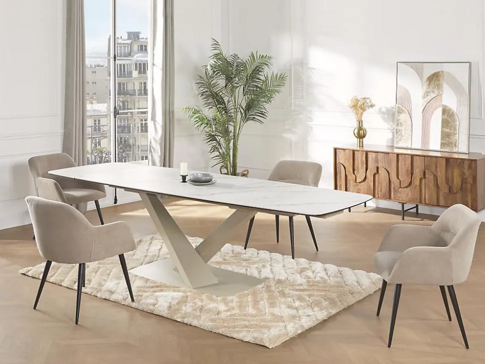 Tapis shaggy en relief à poils longs - 160 x 230 cm - Blanc cassé - MAZE