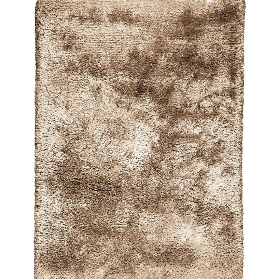 Tapis shaggy fait main motif uni ADORE 2, noisette