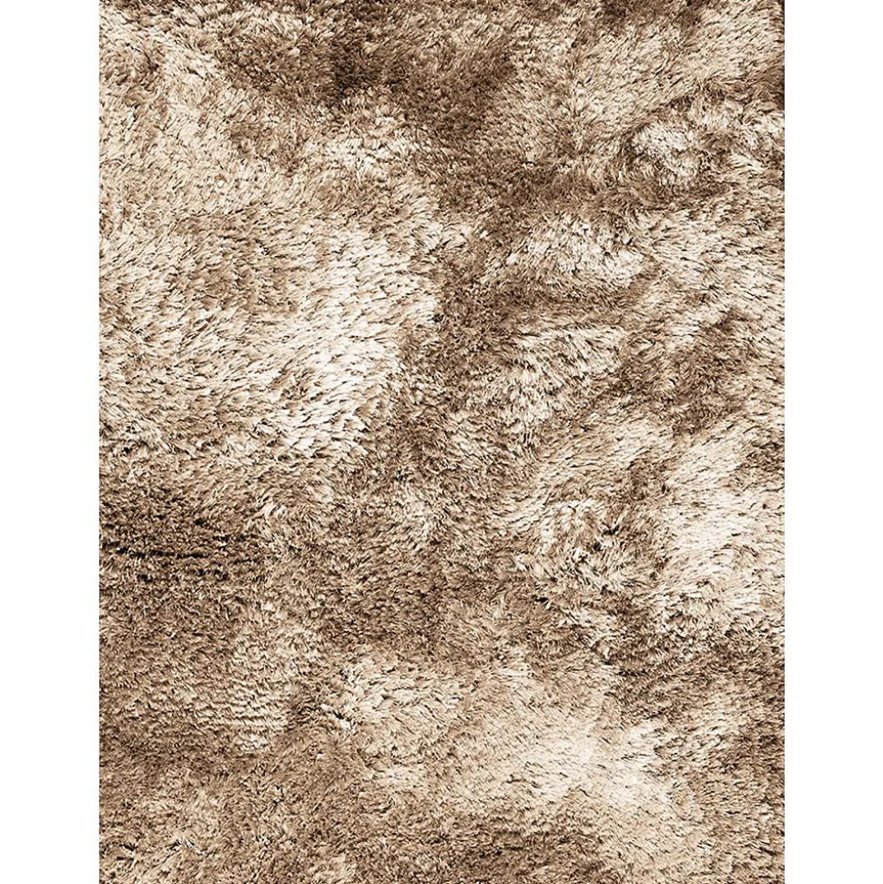 Tapis shaggy fait main motif uni ADORE 2, noisette