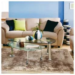 Tapis shaggy fait main motif uni ADORE 2, noisette