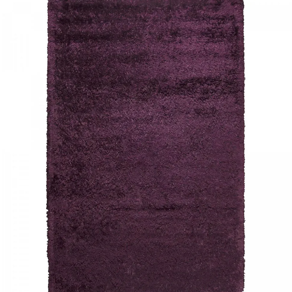 Tapis shaggy fait main motif uni MALAIDORY, violet