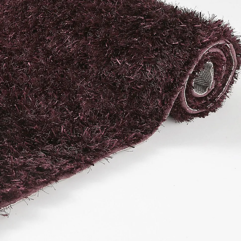 Tapis shaggy fait main motif uni MALAIDORY, violet