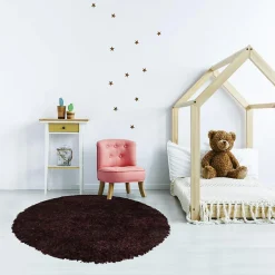 Tapis shaggy fait main motif uni MALAIDORY, violet