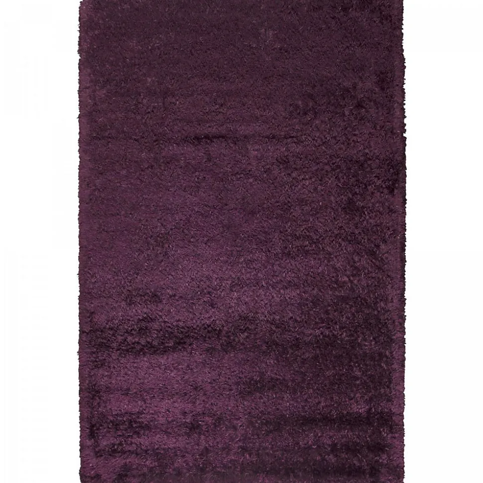 Tapis shaggy fait main motif uni MALAIDORY, violet