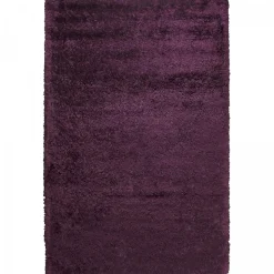 Tapis shaggy fait main motif uni MALAIDORY, violet