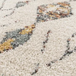 Tapis shaggy tissé motif berbère AURORA 1, Ecru, beige