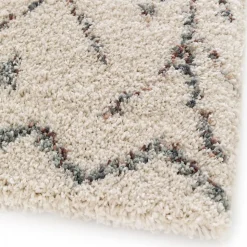 Tapis shaggy tissé motif berbère AURORA 1, Ecru, beige