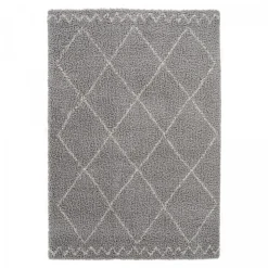 Tapis shaggy tissé motif berbère CHROMA 3, gris, écru