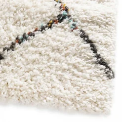 Tapis shaggy tissé motif berbère CHROMA 2, crème, jaune, rouge