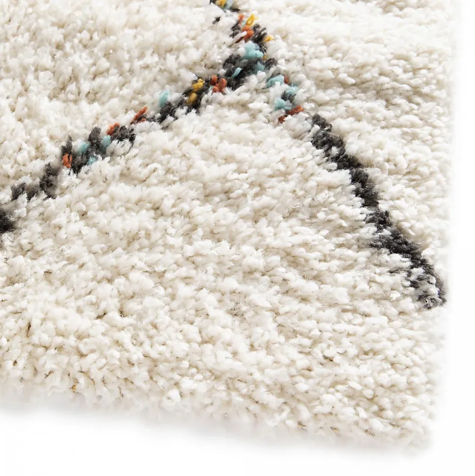 Tapis shaggy tissé motif berbère CHROMA 2, crème, jaune, rouge