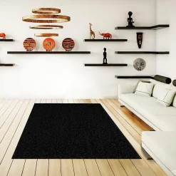 Tapis shaggy tissé motif uni SG LOCA, noir