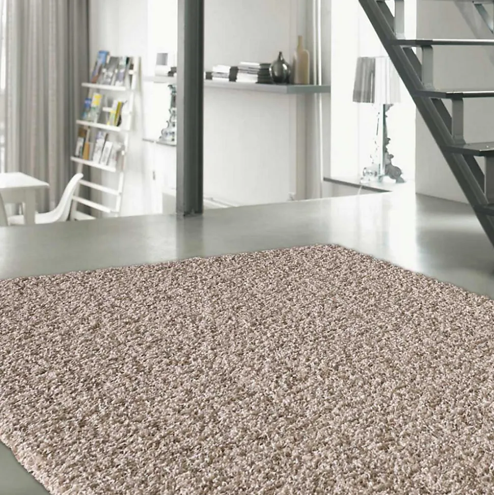 Tapis shaggy tissé motif uni SG LOCA, beige