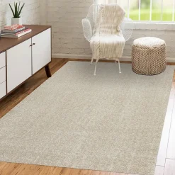 Tapis shaggy tissé motif uni TAPITOP, beige