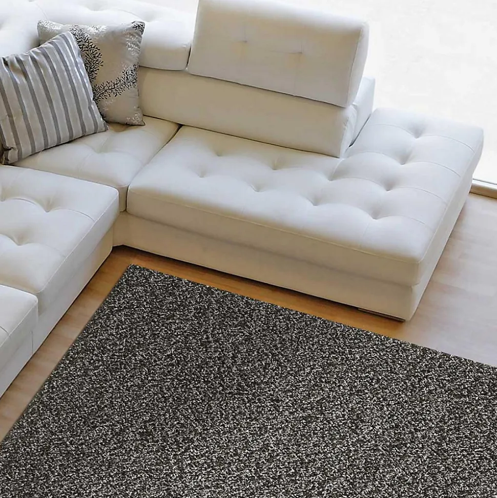 Tapis shaggy tissé motif uni SG LOCA, gris