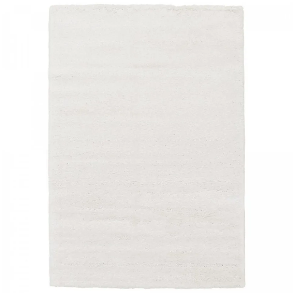 Tapis shaggy tissé motif uni AMORE 1, blanc