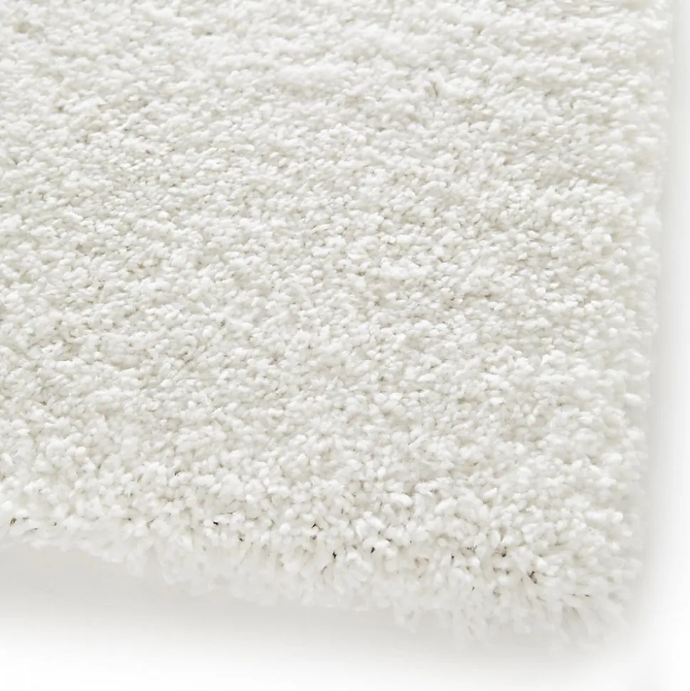 Tapis shaggy tissé motif uni AMORE 1, blanc