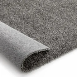 Tapis shaggy tissé motif uni TAPITOP, gris ,blanc