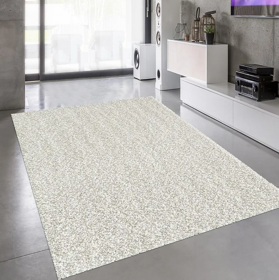 Tapis shaggy tissé motif uni SG LOCA, crème