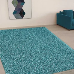 Tapis shaggy tissé motif uni SG LOCA, bleu