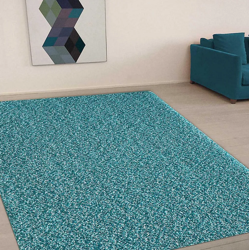 Tapis shaggy tissé motif uni SG LOCA, bleu
