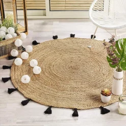 Tapis Shira - tapis rond à pompons - Douceur d'Intérieur - Tapis