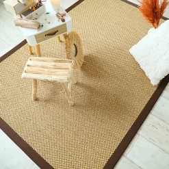 Tapis sisal - Kidara chaume - Ganse marron - 200 x 200 cm