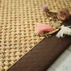 Tapis sisal - Kidara chaume - Ganse marron - 200 x 200 cm