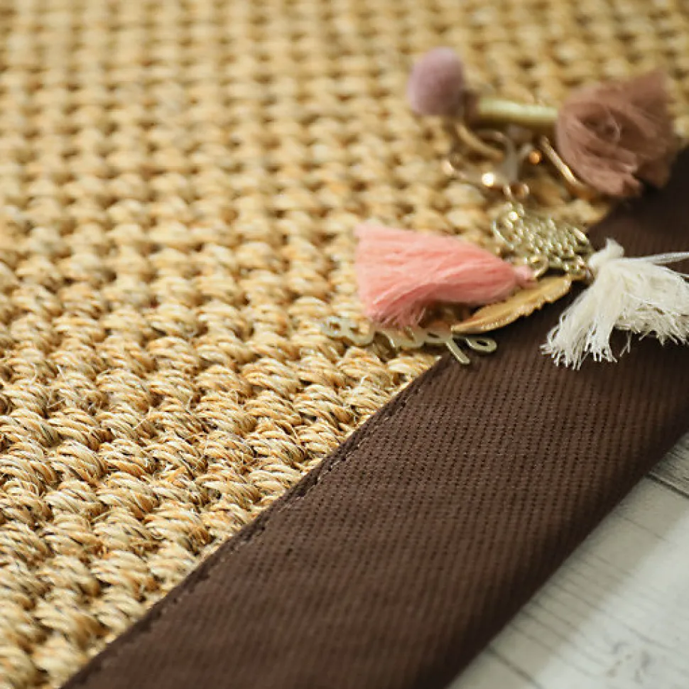 Tapis sisal - Kidara chaume - Ganse marron - 120 x 170 cm