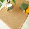 Tapis Sisal grosses boucles - Cuba paille dorée - Ganse lin camel - 200 x 290 cm