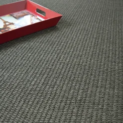 Tapis Sisal Quintana anthracite - Ganse coton anthracite - 160 x 230 cm