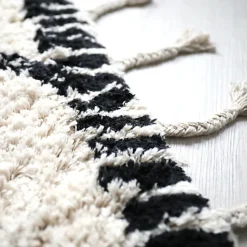 Tapis style Berbère avec franges - Tribal - Blanc cassé - 120 x 160 cm