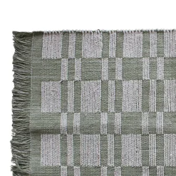 Tapis tissé en coton vert kaki L.90 x l.60 cm Ornami