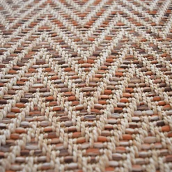 Tapis tissé plat - Java Chevron nature - Ganse coton marron - 140 x 200 cm