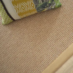 Tapis tissé plat - Lombok naturel - Ganse coton beige - 200 x 200 cm