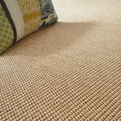 Tapis tissé plat - Lombok naturel - Ganse coton beige - 200 x 200 cm