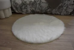 Tapis toucher doux blanc beige Ø90 x ep.3cm