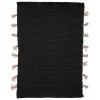 Tapis Tula en coton avec pompon en jute 60x90cm- Noir- Atmosphera
