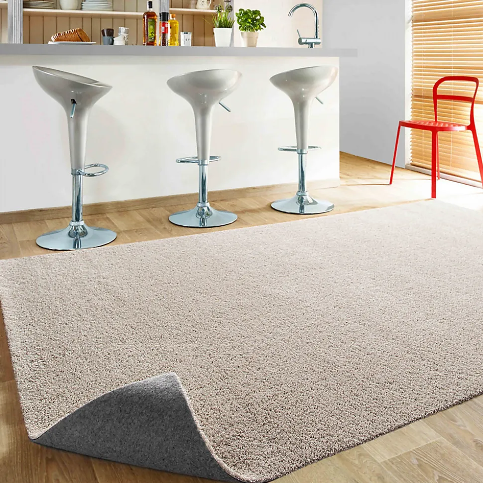 Tapis uni à poils longs en polypropylène 160 x 230 cm sable Oviala