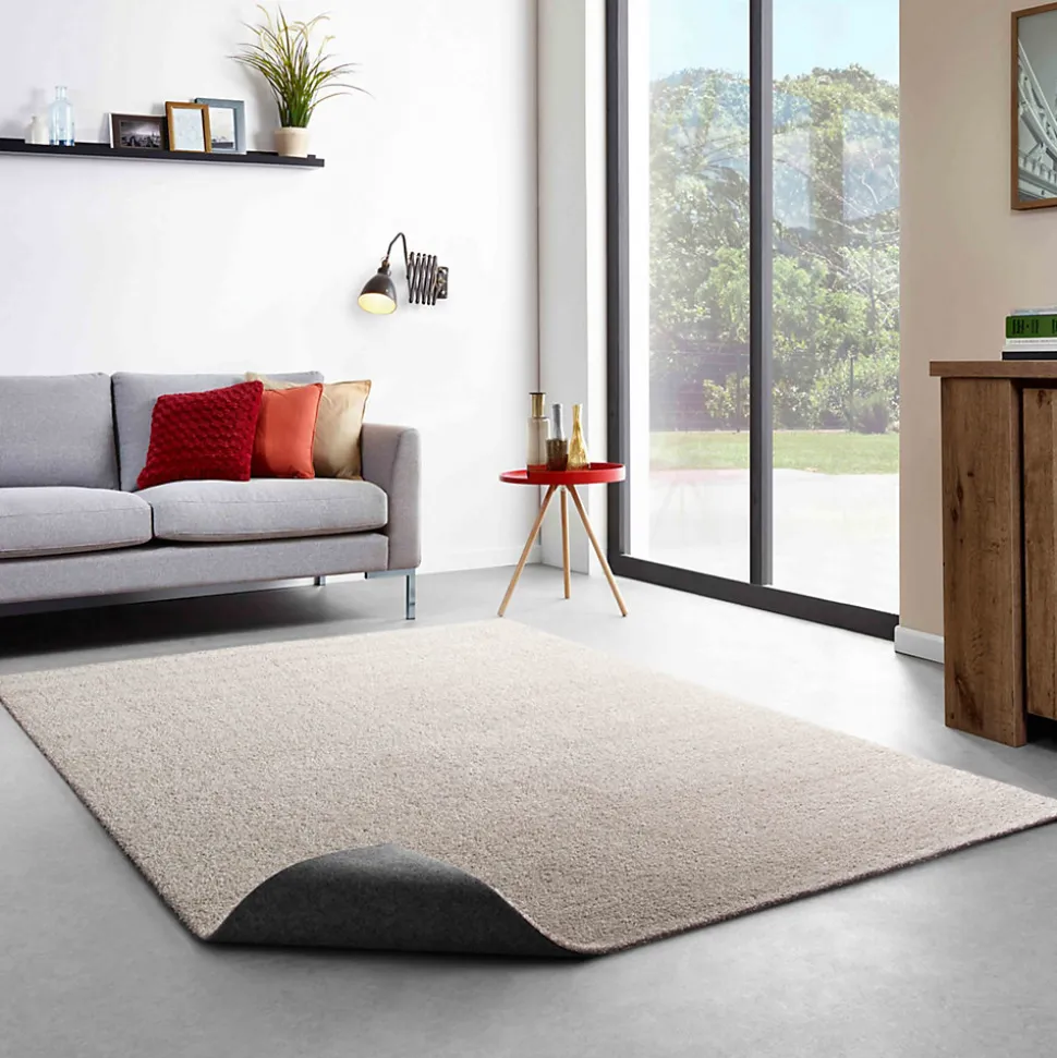 Tapis uni à poils longs en polypropylène 160 x 230 cm sable Oviala