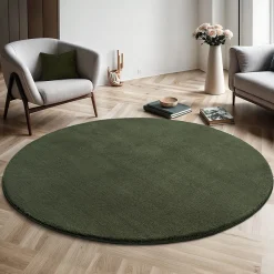 Tapis uni antidérapant lavable Forêt - 120 cm Ronde - RELAX