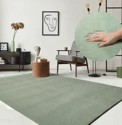 Tapis uni antidérapant lavable Vert - 160 x 220 cm - RELAX