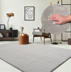 Tapis uni antidérapant lavable Sable - 200 x 280 cm - RELAX