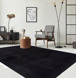 Tapis uni antidérapant lavable Noir - 240 x 340 cm - RELAX