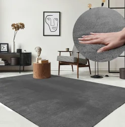 Tapis uni antidérapant lavable Anthracite - 80 x 150 cm - RELAX