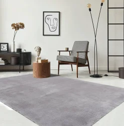 Tapis uni antidérapant lavable Gris - 120 x 160 cm - RELAX