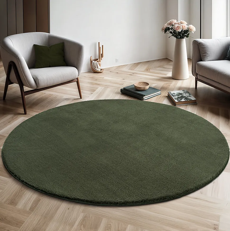 Tapis uni antidérapant lavable Forêt - 200 cm Ronde - RELAX