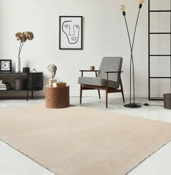 Tapis uni antidérapant lavable Beige - 140 x 200 cm - RELAX