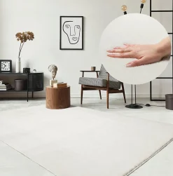 Tapis uni antidérapant lavable Crème - 300 x 400 cm - RELAX