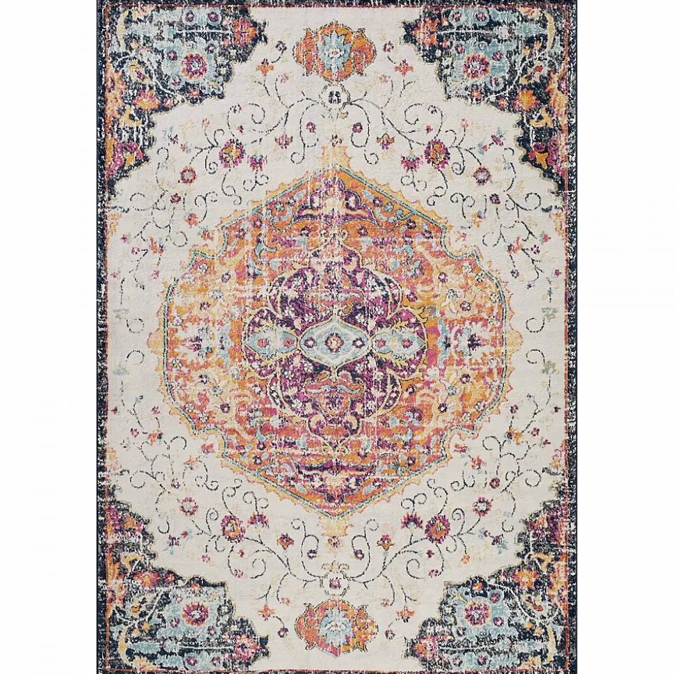 Tapis Vintage Oriental - LYN3 MED Couleurs vives, Orange, rose, bleu