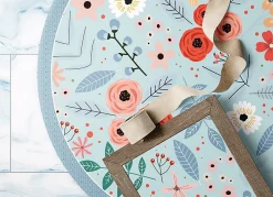Tapis vinyl rond pour la salle à manger Tulup fi100 cm Facile d'entretien Fleurs des prés